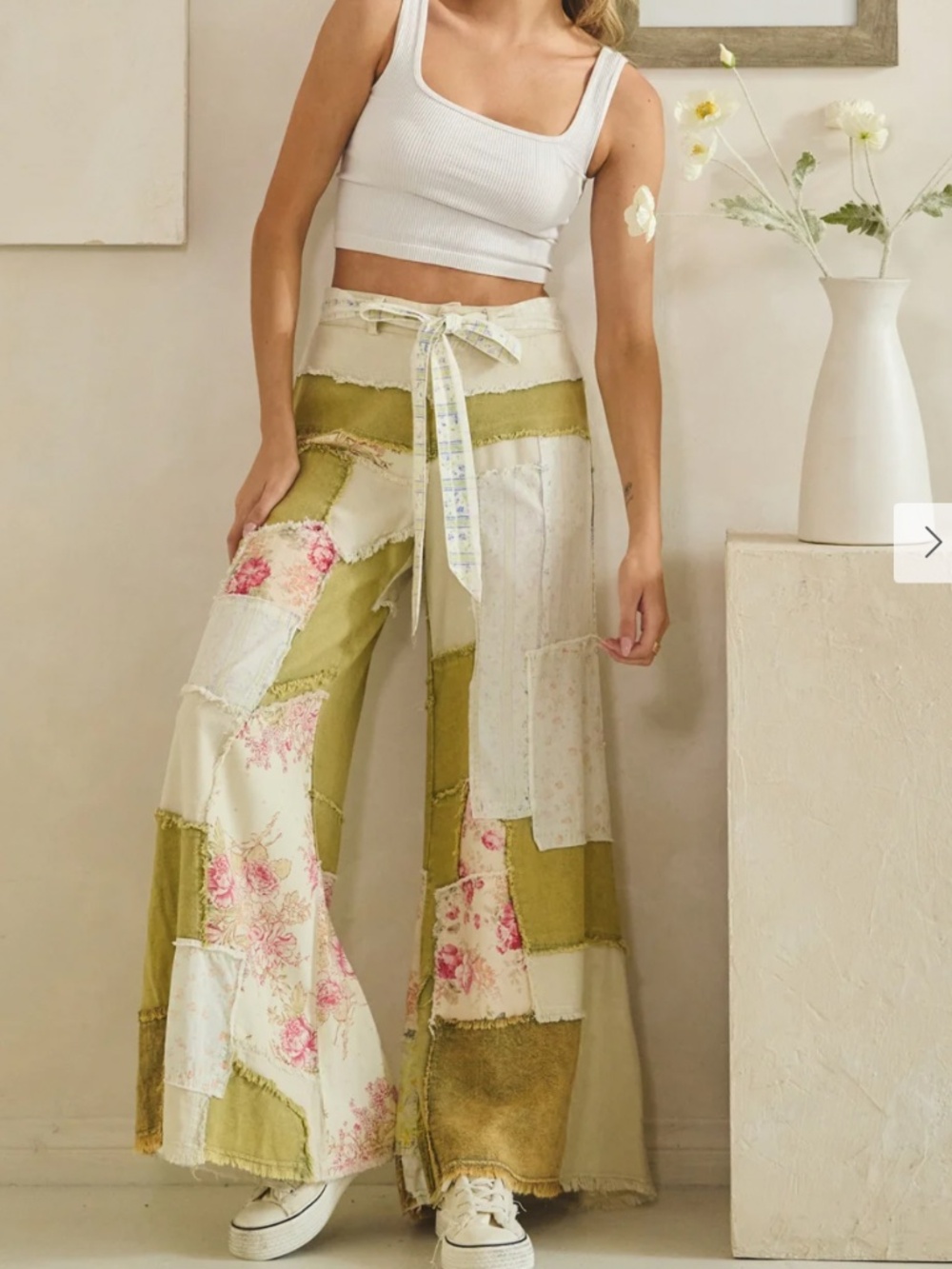 ⭐️ OLI & HALI “ Watertown 3 “ OLI AND HALI WASHED FLORAL PATCHWORK PANTS 86A - Picture 4 of 8
